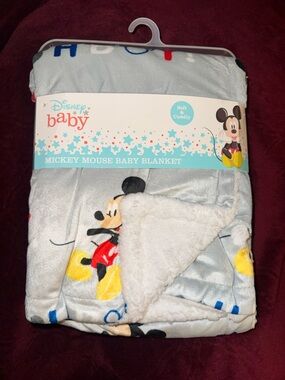 Disney Baby Mickey Mouse Sherpa Throw Blanket - Light Gray, Red, Yellow, Black